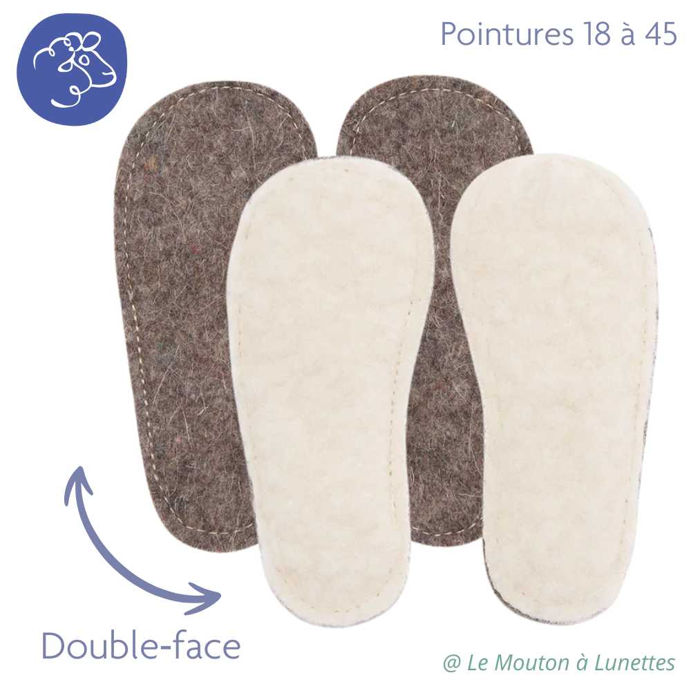semelles en laine barefoot double face semelles chaudes isolantes pour chaussures minimalistes en laine feutrée et laine polaire