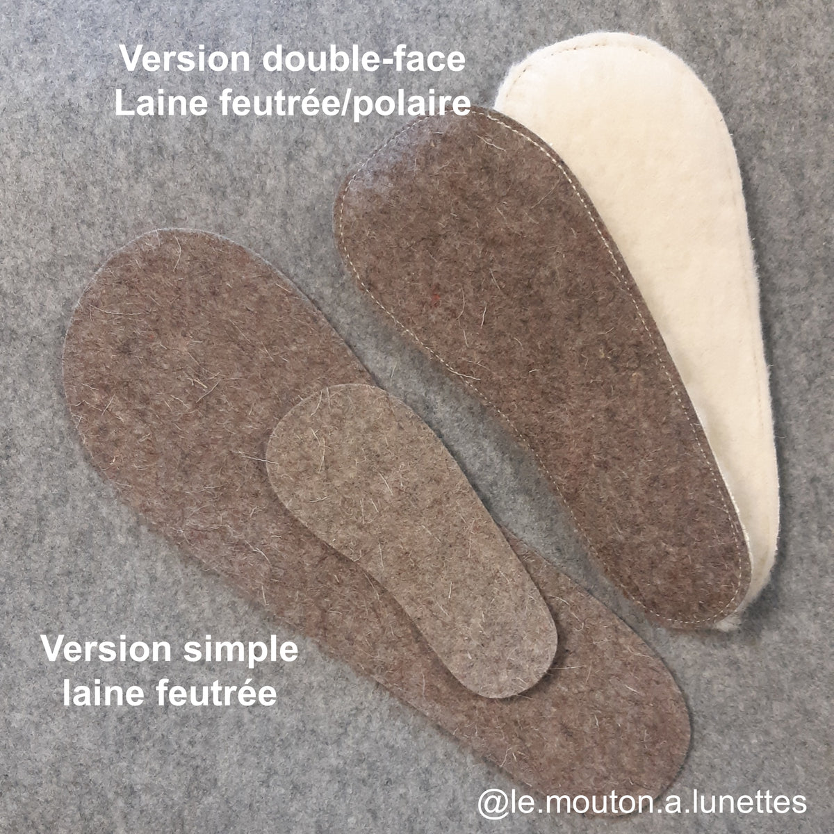Semelles barefoot en feutre de laine pour chaussures minimalistes - pointures 18 à 45