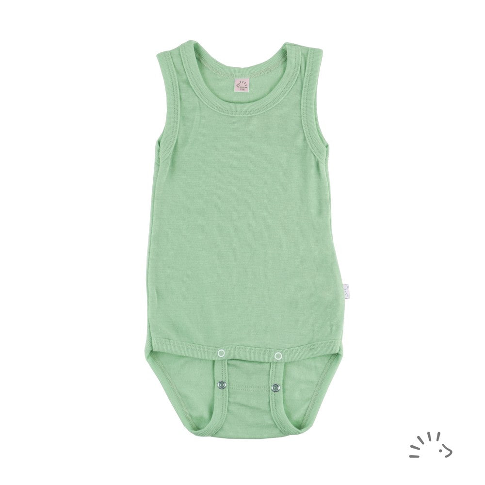 body bébé popolini laine et soie débardeur sans manches menthe