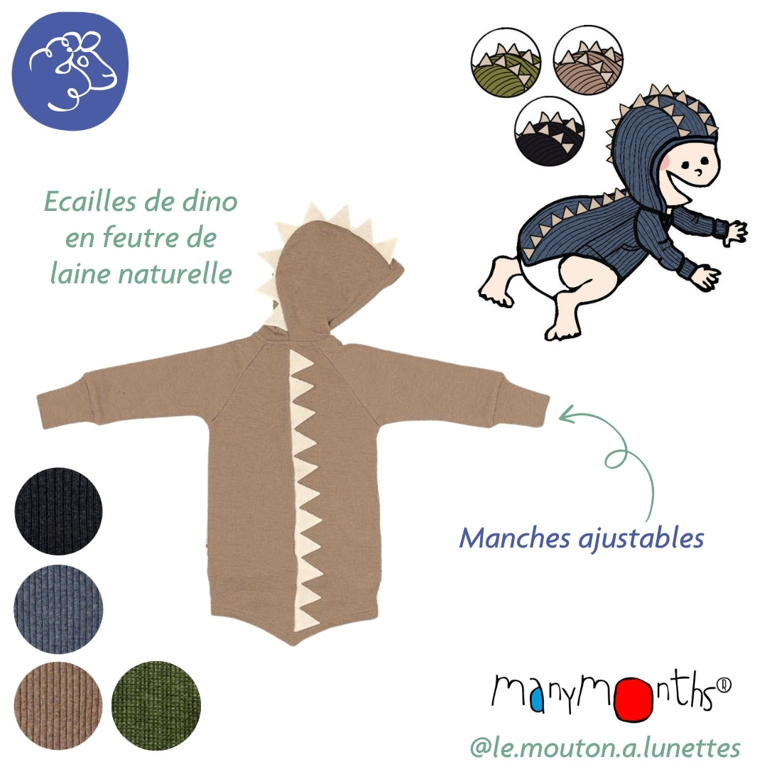 Sweat Dino ManyMonths - Sweat à capuche en laine mérinos – PREVENTE 2026/27