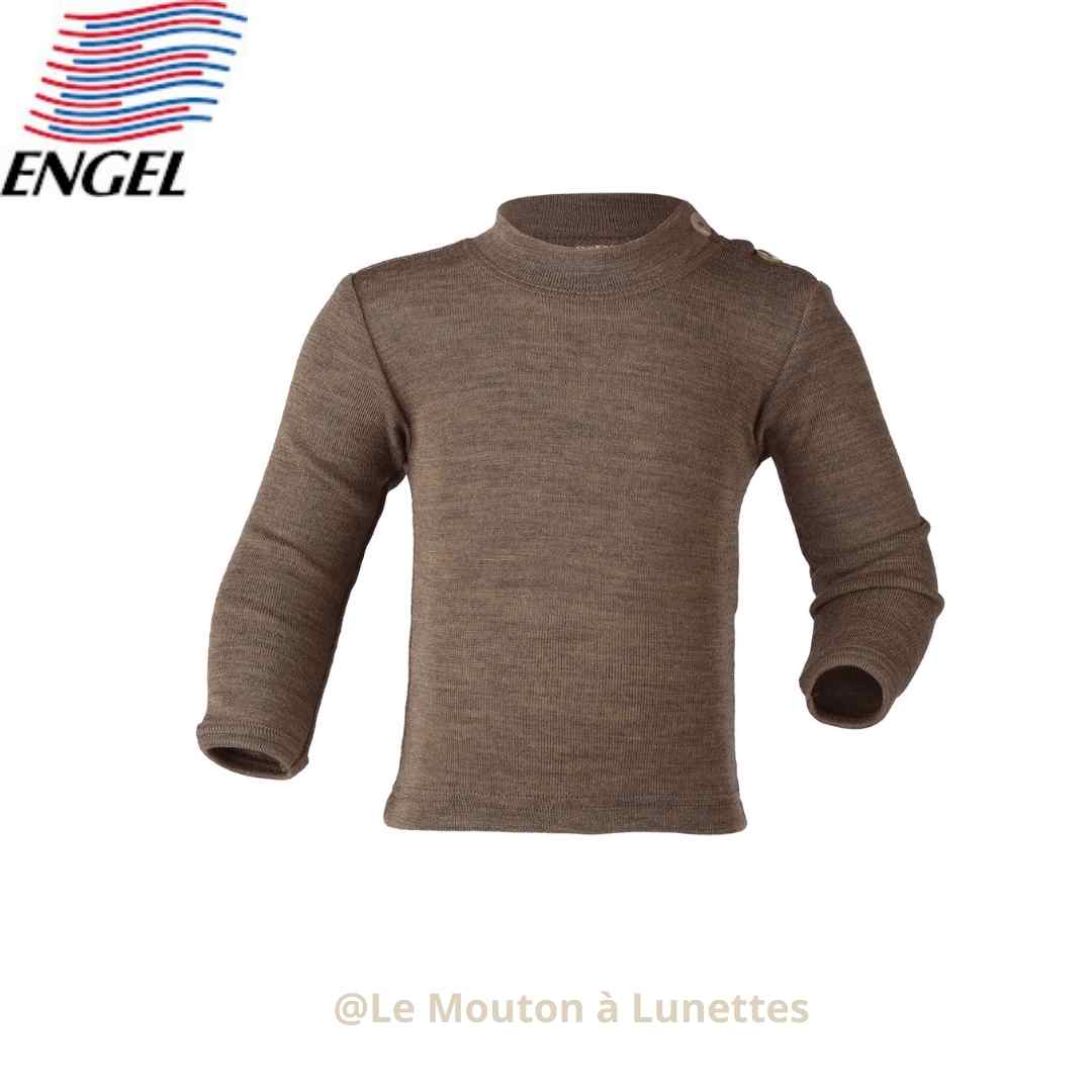 Tricot manches longues laine et soie avec col boutonné - ENGEL NATUR