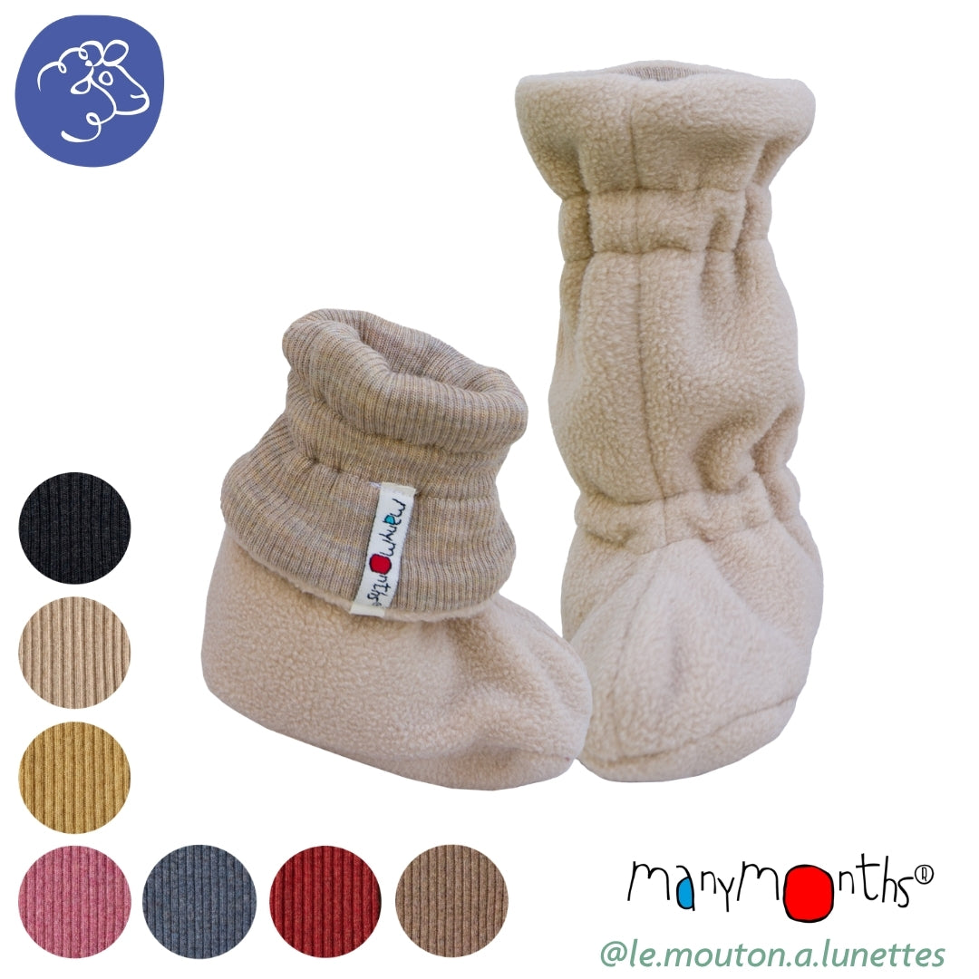 Chaussons de portage en laine doublés Polaire ou MaMTec – Winter Booties ManyMonths – PREVENTE 2026/27
