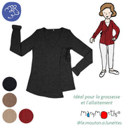 Cardigan MaM croisé en laine mérinos - Grossesse et Allaitement – PREVENTE 2026/27