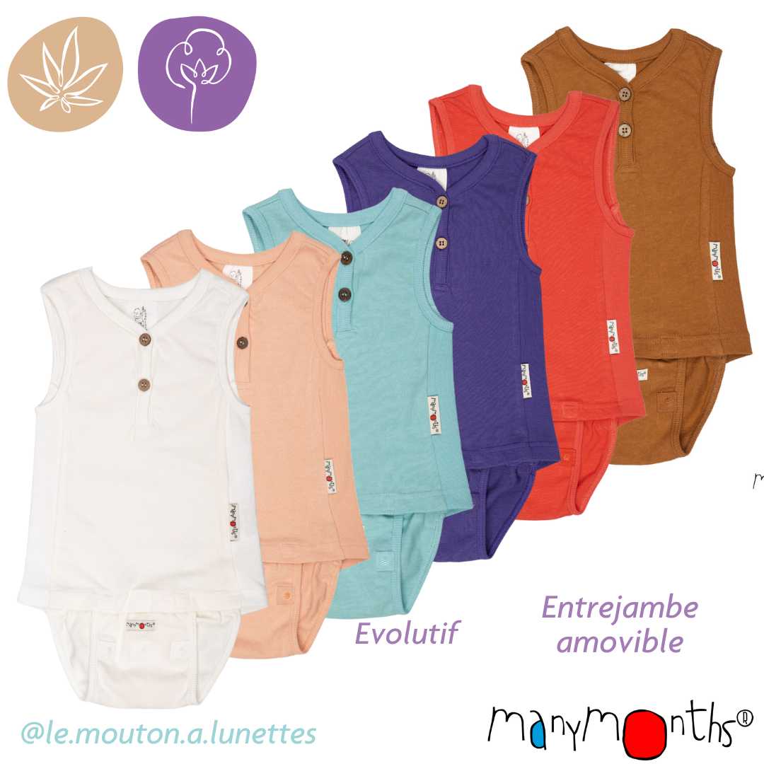 body débardeur évolutif chanvre coton bio ManyMonths ECO Hempies mixte