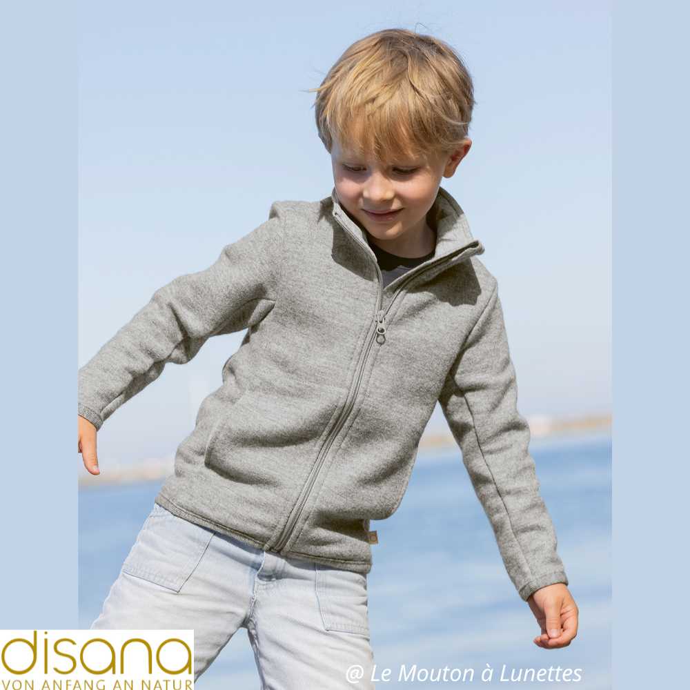 Veste à fermeture éclair DISANA en fine laine mérinos bio