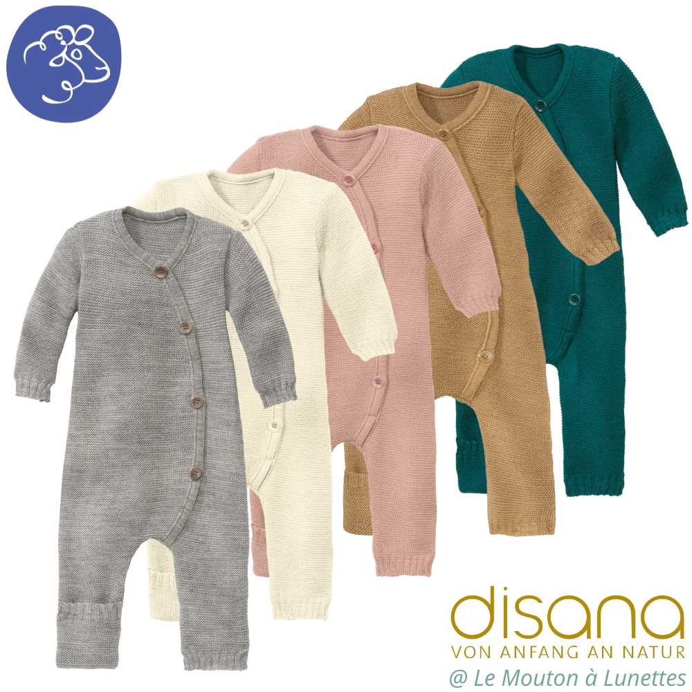 Combinaison Disana bébé en tricot de laine mérinos bio