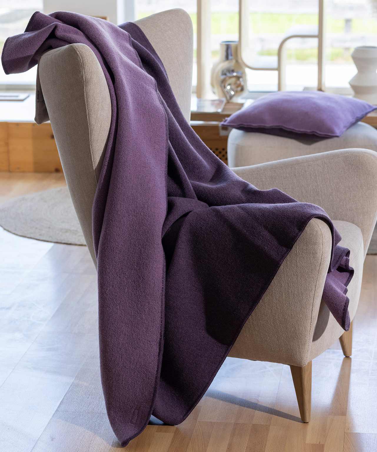 Couverture double-face en laine bouillie Bio - DISANA - 2 tailles