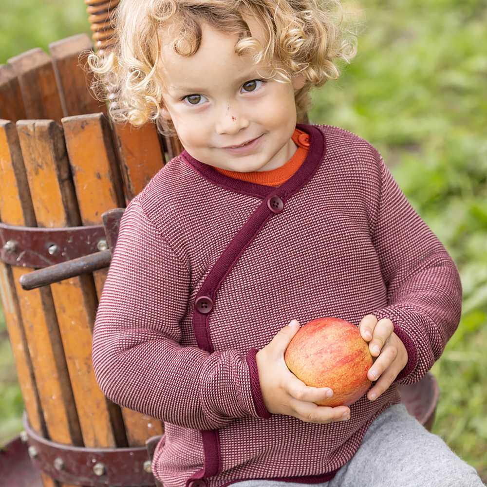 gilet disana en laine mérinos enfant cassis rosé mixte
