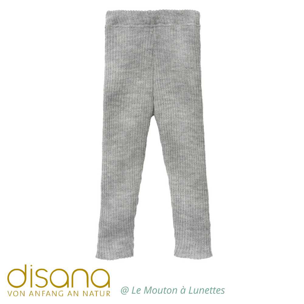 legging fin en laine mérinos bébé et enfant disana tricot light collant léger gris clair