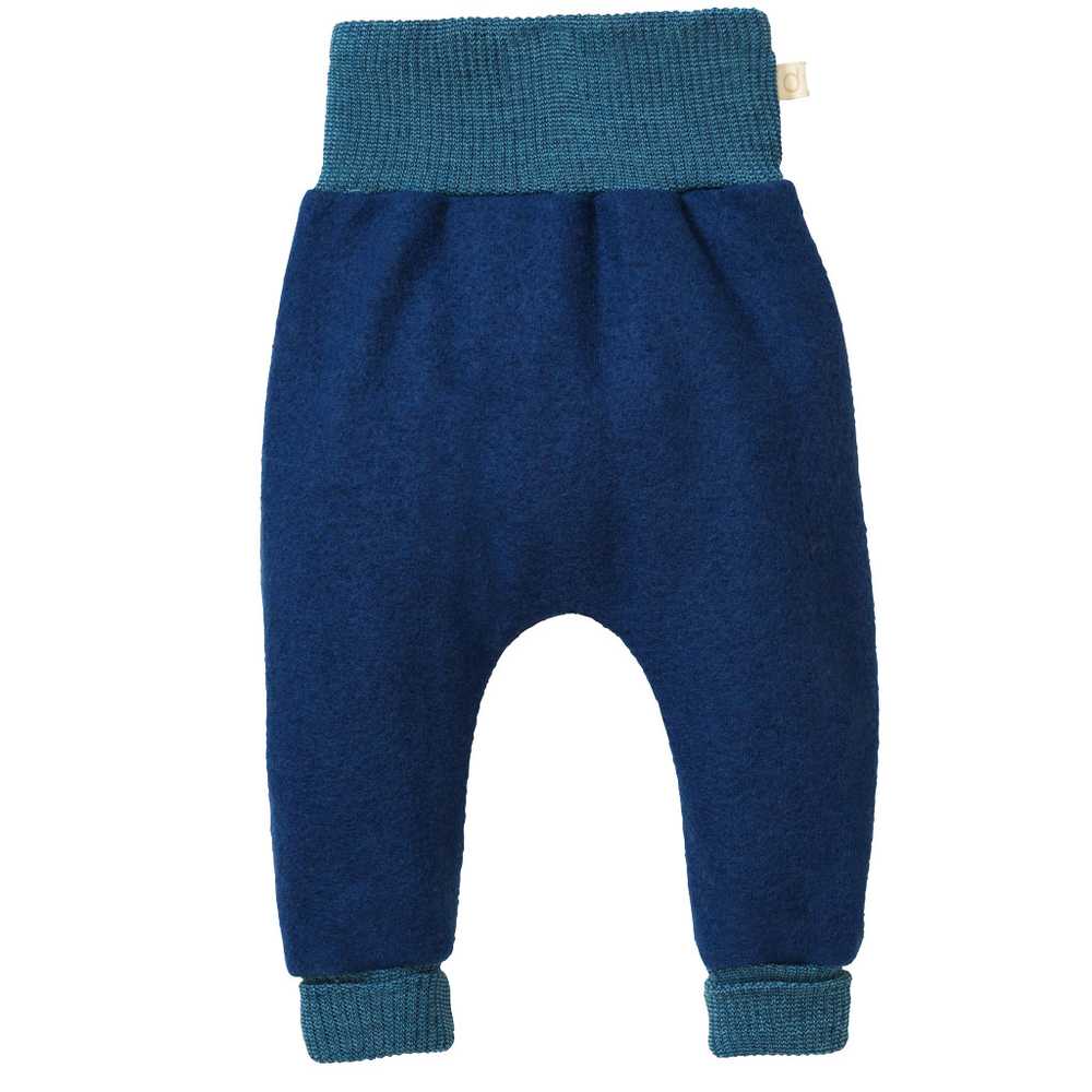 Pantalon sarouel bébé disana en laine bouillie fine légère mixte bio bleu marine