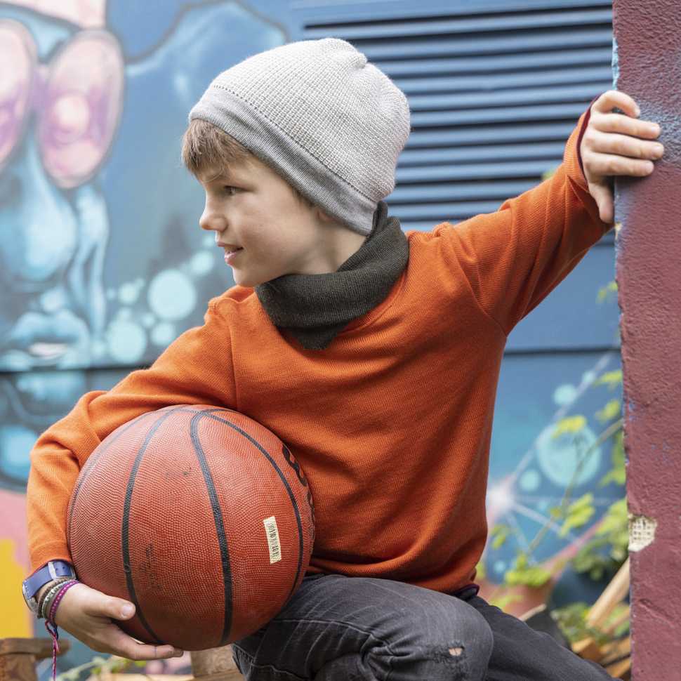pull enfant disana laine mérinos bio mixte orange garcon