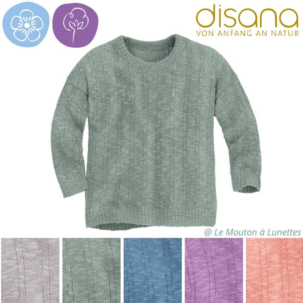 Pullover en lin et coton bio enfant DISANA - Nouveauté !