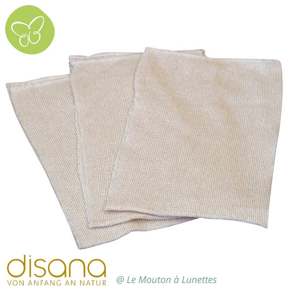 Lot de 5 voiles de protection disana en bourrette de soie lavables
