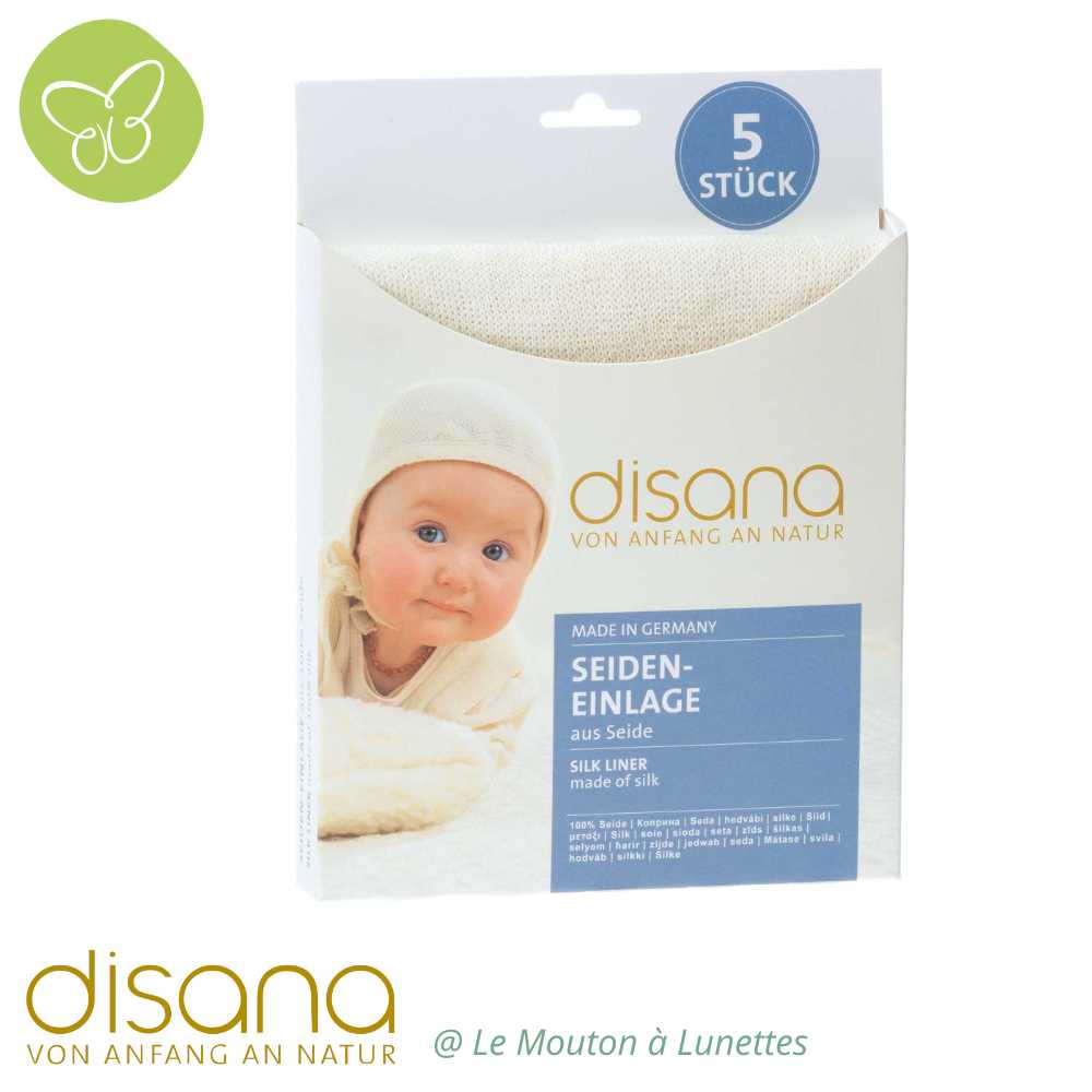Lot de 5 voiles de protection disana en bourrette de soie lavables