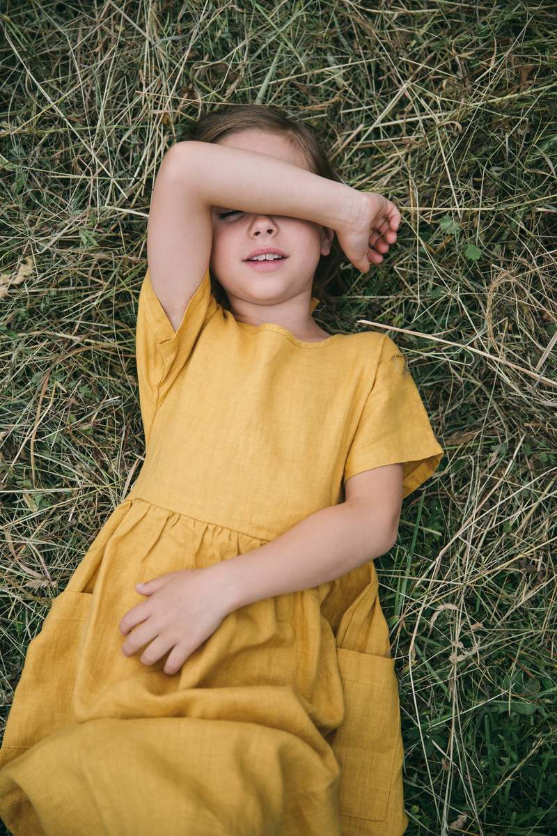 Robe en lin enfant manches courtes - Matona - LOCATION