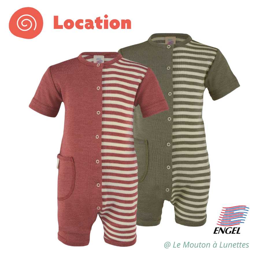 Location barboteuse bébé combishort laine et soie Engel natur bio