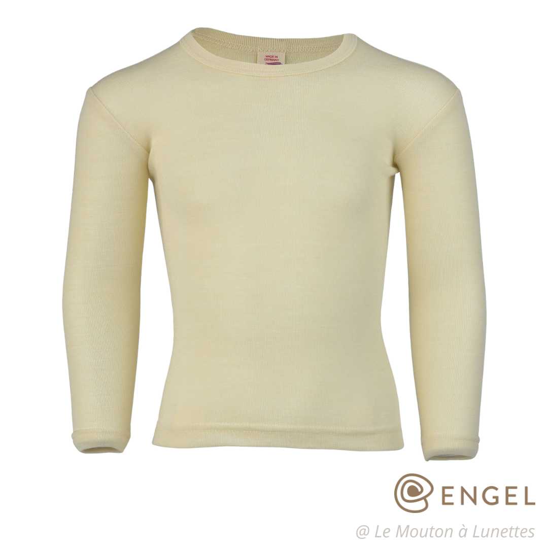 haut mérinos enfant tshirt manches longues ado et enfant engel natur laine bio écru