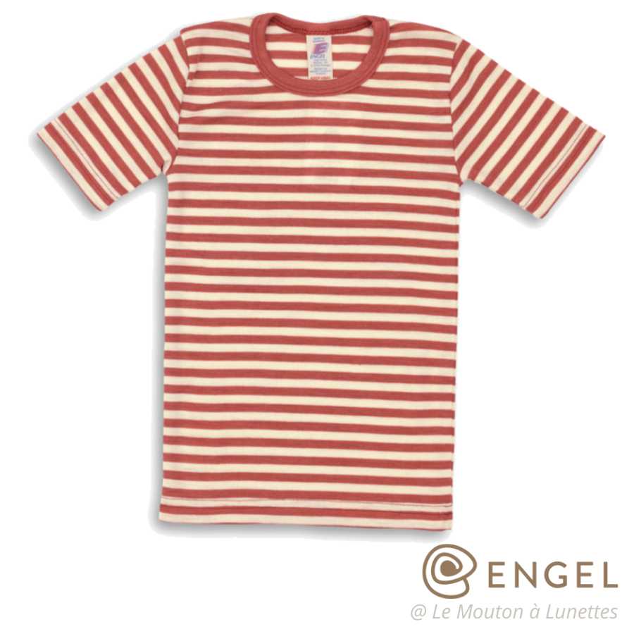tricot laine mérinos bio enfant manches longues engel natur rayures