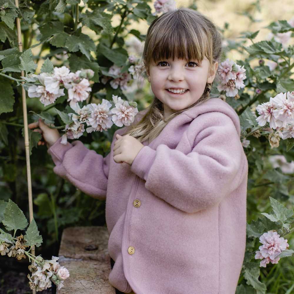 Veste bébé à capuche en polaire de laine naturelle ENGEL NATUR