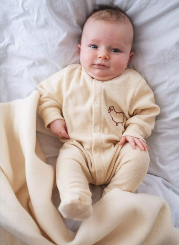 Pyjama bébé éponge de laine mérinos ENGEL NATUR - Pyjama chaud broderie mouton