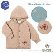 Veste en polaire de laine naturelle Bio avec Broderie et Boutons en bois - ENGEL NATUR Série limitée