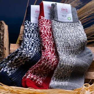 chaussettes pure laine adulte hirsch natur modèle norvégien chaussettes de ski