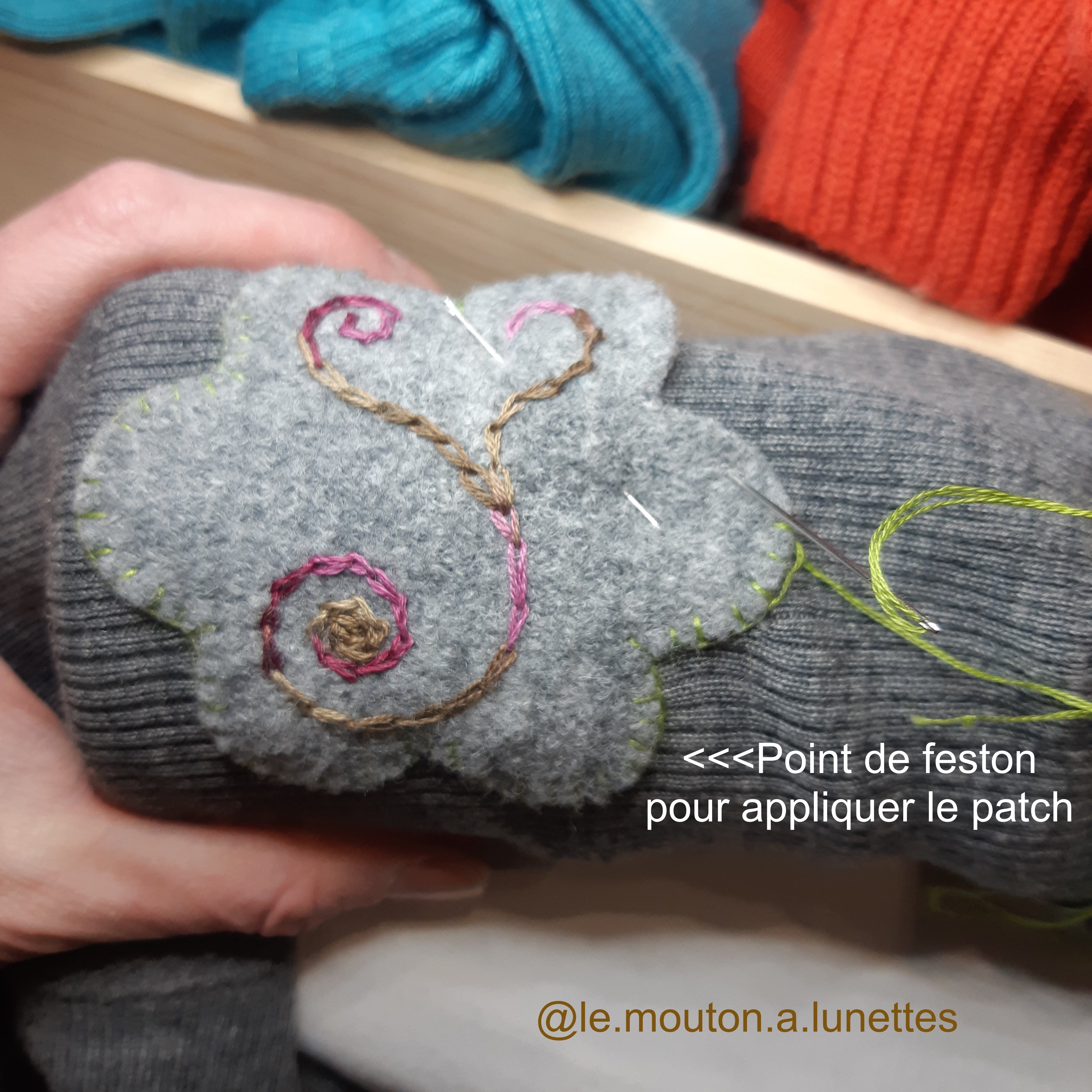 Patch en laine bouillie DISANA pour réparation et couture - Carré de feutrine épaisse pure laine 420g/m²