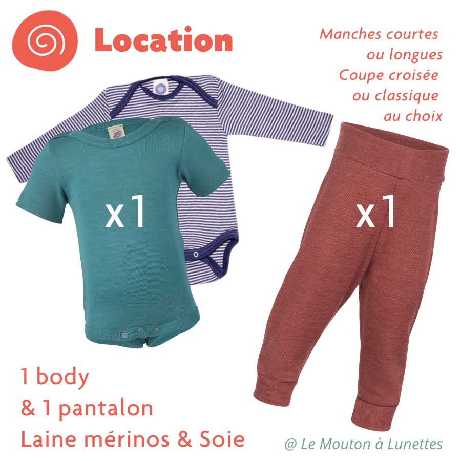 location ensemble vêtements pour bébé en laine mérinos et soie bio