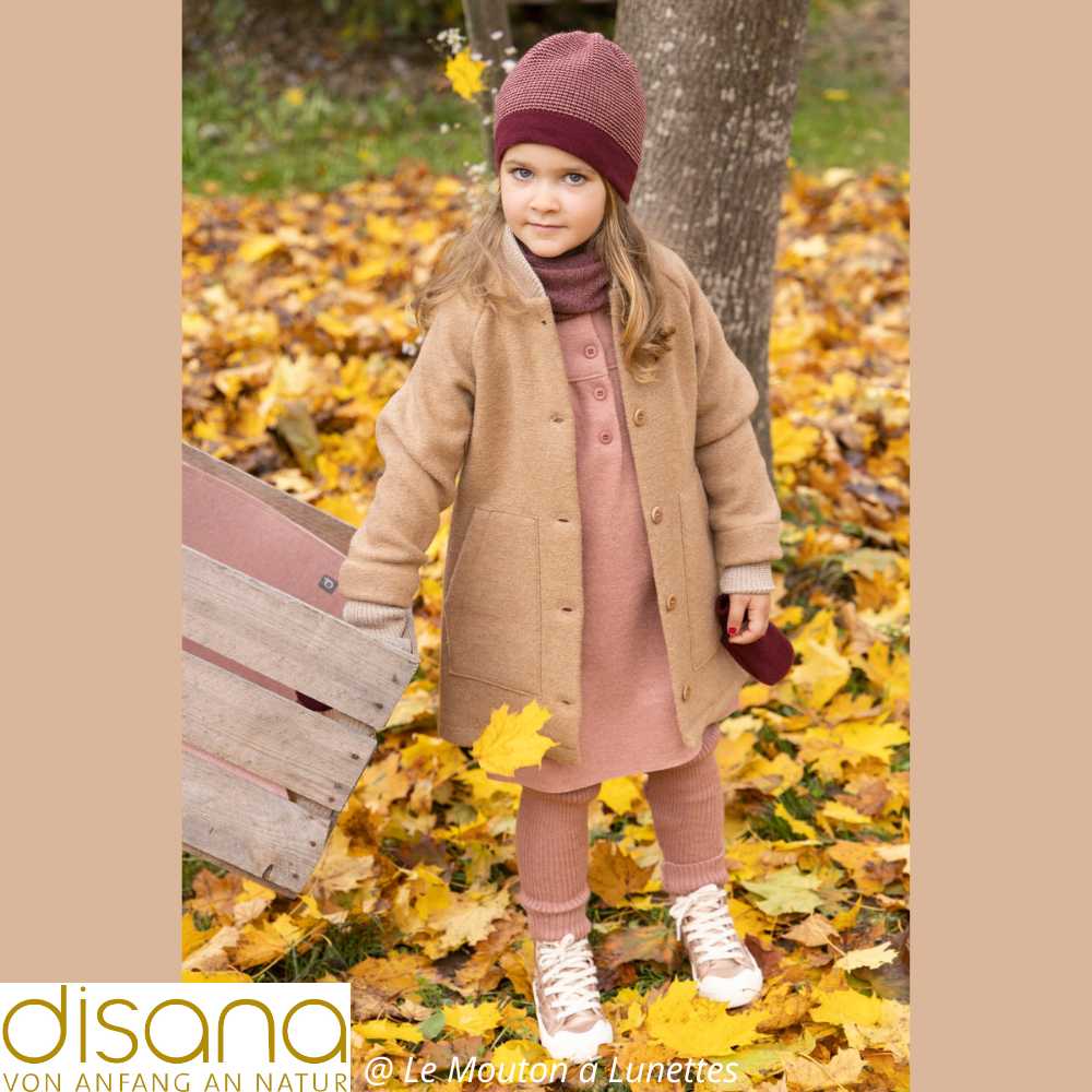 manteau hiver disana pour fille en laine bouillie bio caramel