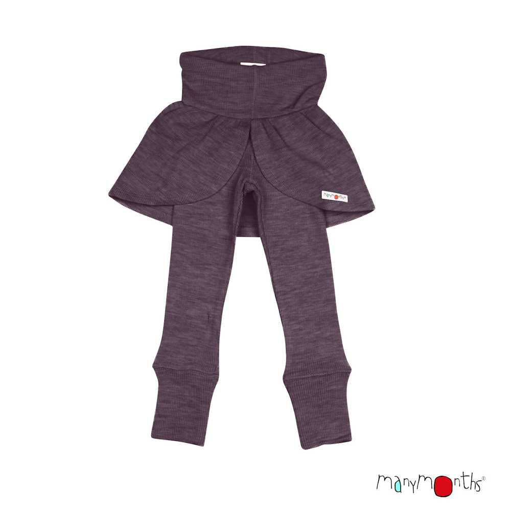 Leggings Butterfly papillon ManyMonths avec jupe enfant laine mérinos dustry grape