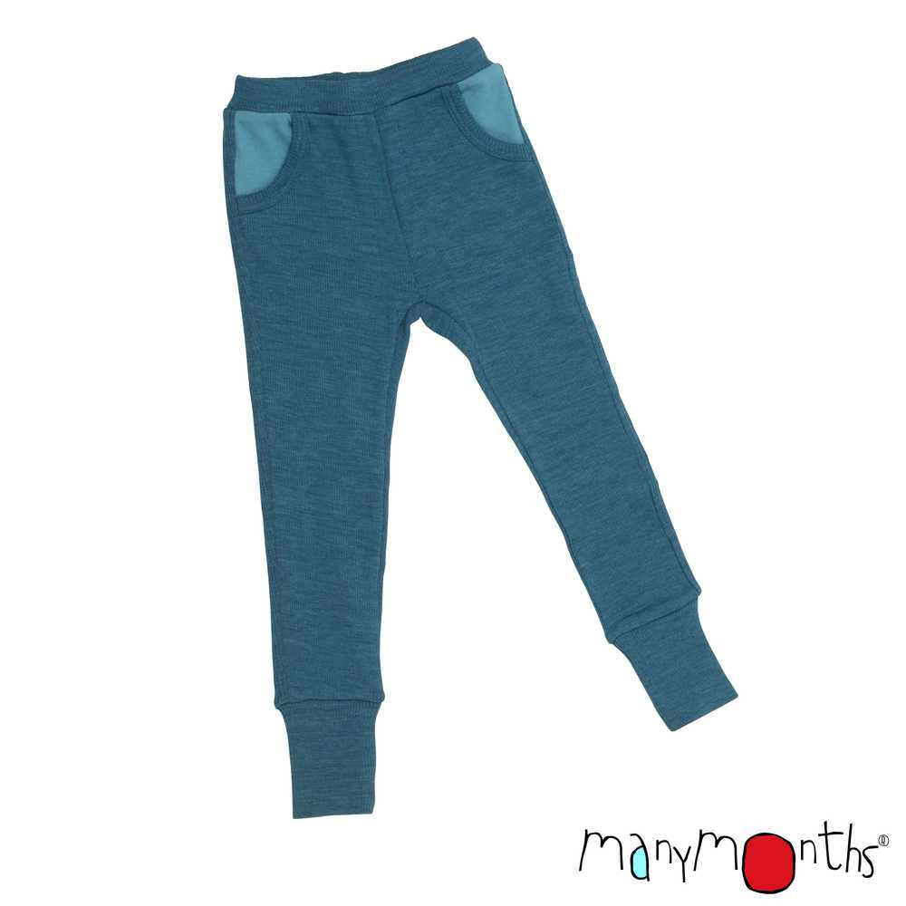 pantalon joggers enfant evolutif manymonths en laine mérinos bleu sea grotto