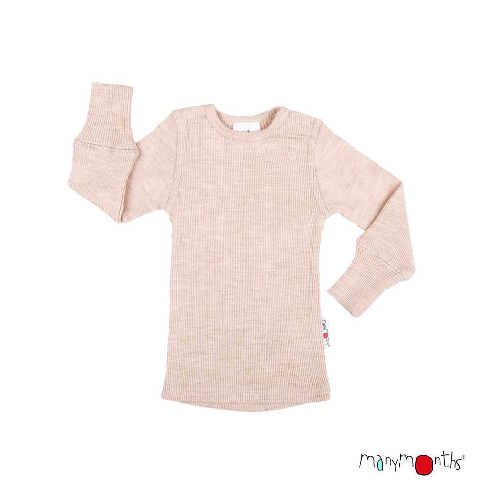Shirt long sleeve ManyMonths tricot manches longues enfant évolutif en laine mérinos toasted coconut