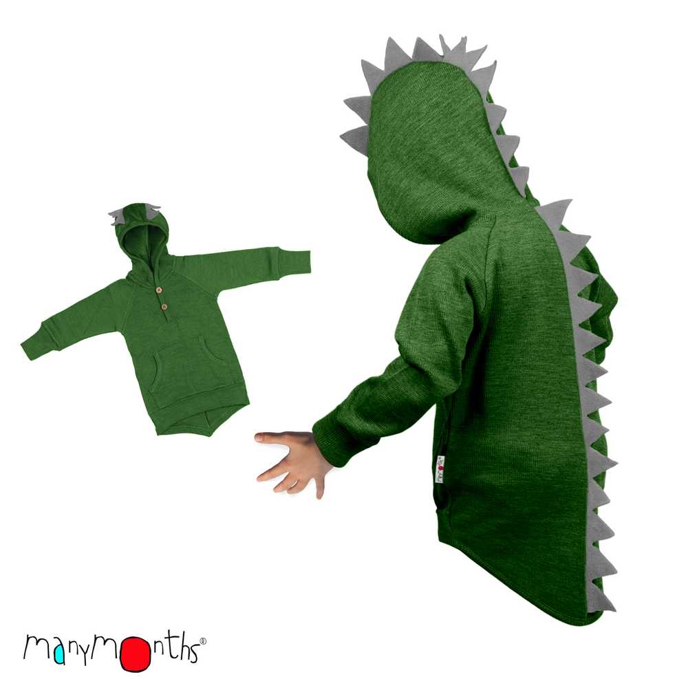 sweat à capuche laine mérinos dino manymonths