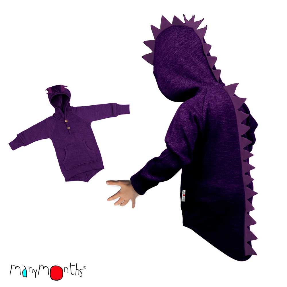 sweat à capuche laine mérinos dino manymonths
