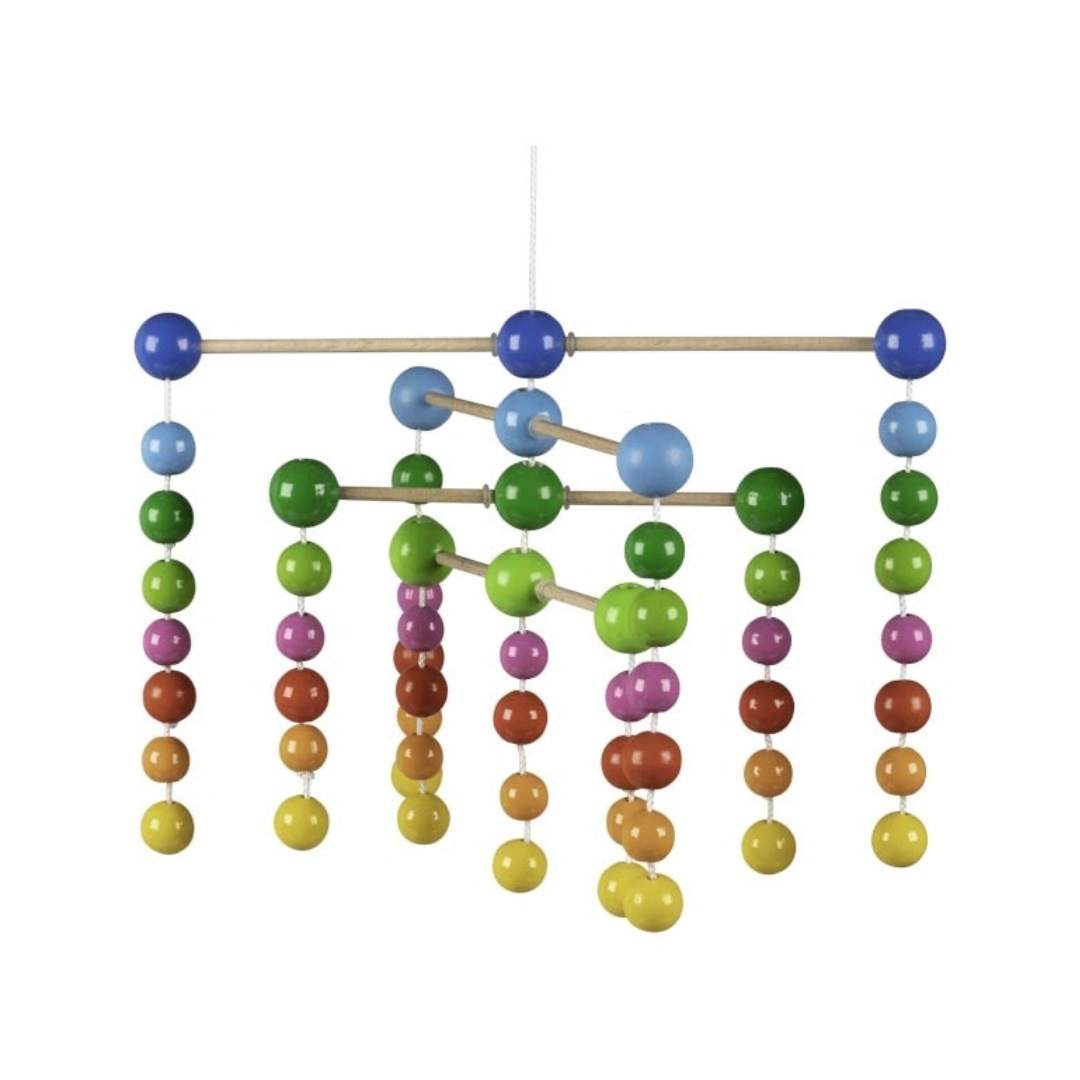 mobile bébé en bois multicolore