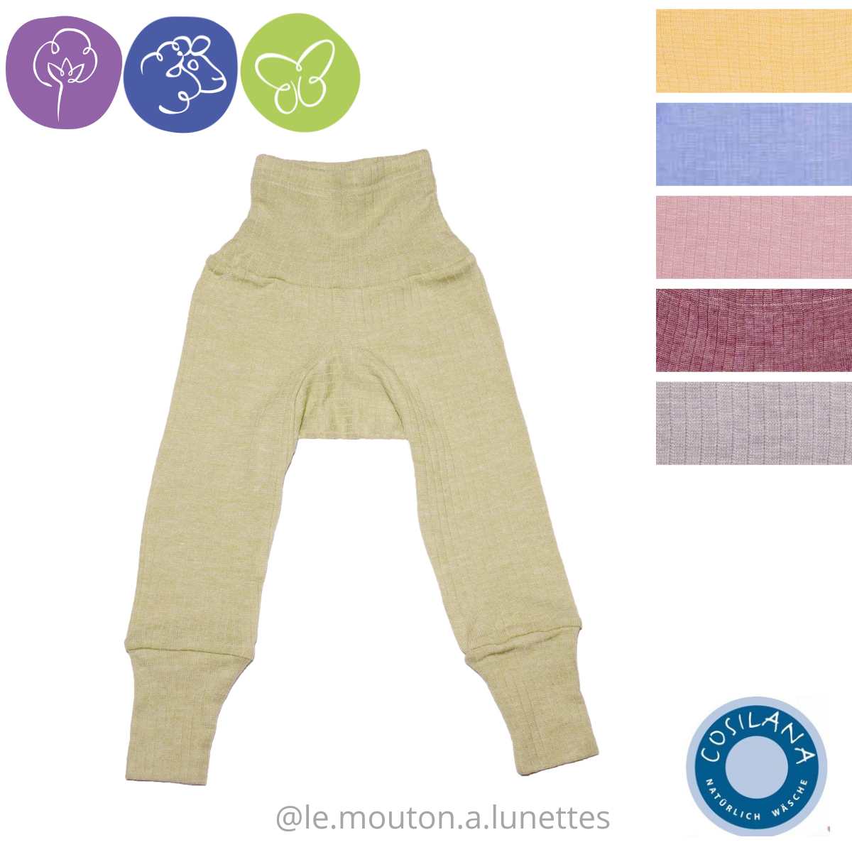 Cosilana pantalon bébé coton laine et soie bio