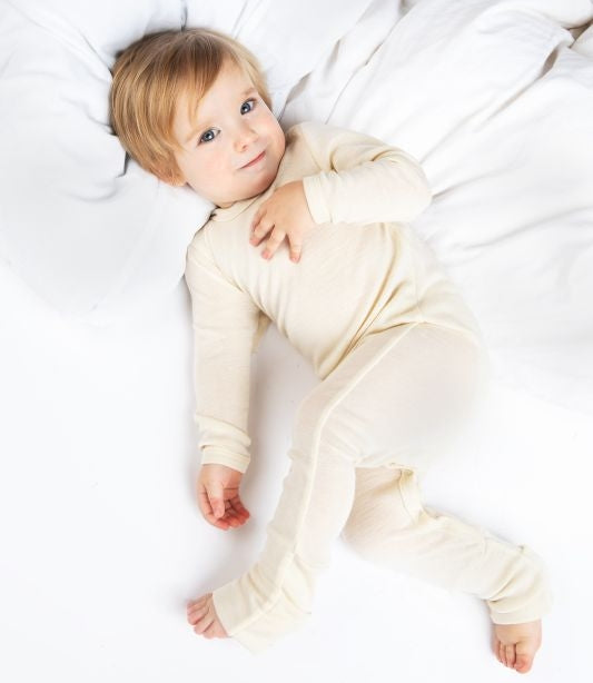 Pyjama laine et soie bébé sans pieds avec revers - ENGEL NATUR