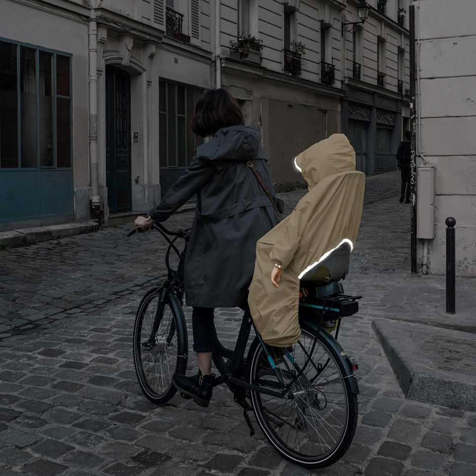 Imperméable rainette cape de pluie siège vélo enfant beige