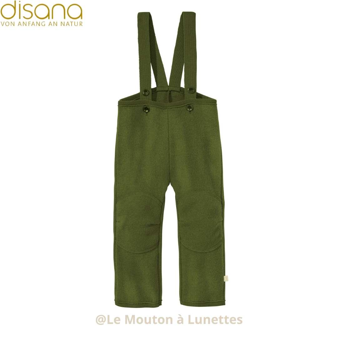 Salopette en laine bouillie verte disana