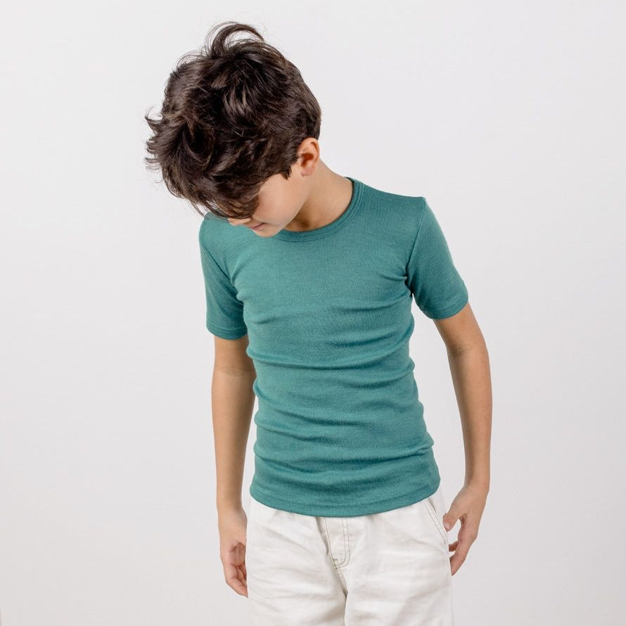 T-shirt enfant en laine mérinos et soie manches courtes - ENGEL NATUR