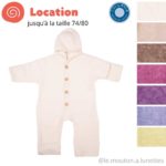 Combinaison pilote bébé laine polaire bio Cosilana avec rabats location le Mouton à Lunettes