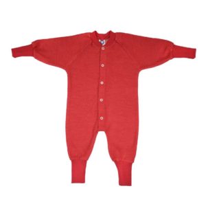 Pyjama laine rouge sans pieds