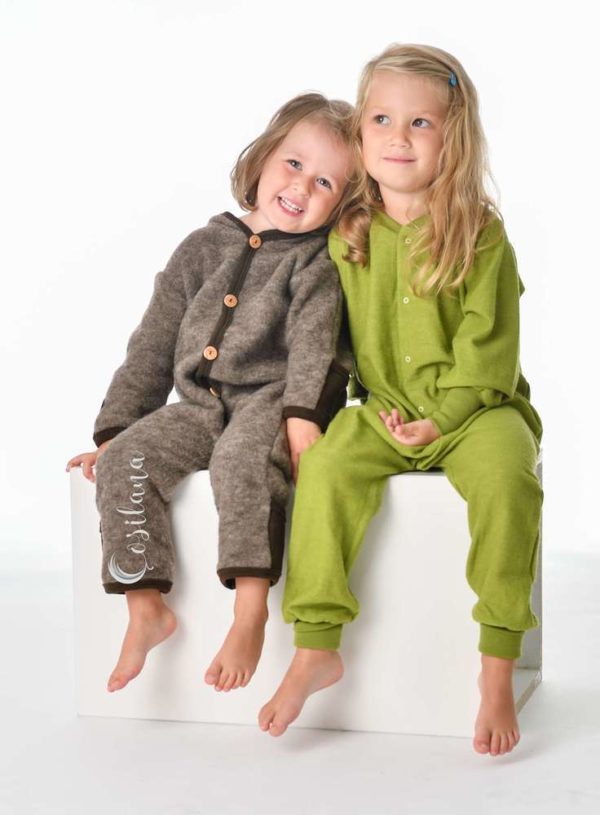 Cosilana204 pyjama sans pieds bebe laine merinos eponge bio thermoregulateur cosilana ecologique vert fillette
