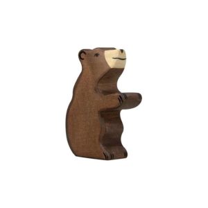 Petit ours brun assis bois Holztiger