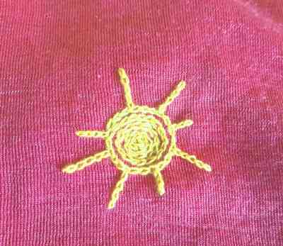 reparation textile laine diy broderie soleil apres zoom 1