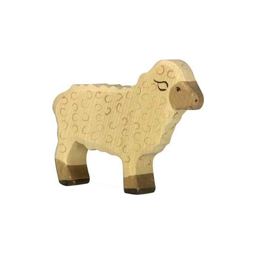 mouton blanc en bois - debout
