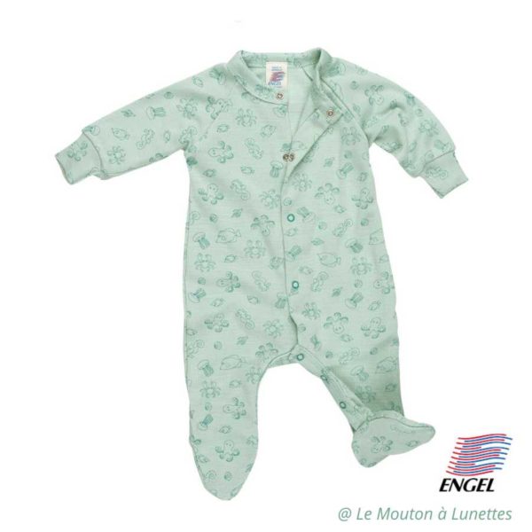 pyjama engel natur laine et soie pour bébé bio vert menthe