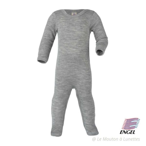 pyjama bébé laine et soie Engel natur body intégral sous-couche thermique gris