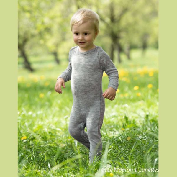 pyjama engel natur laine et soie pour bébé bio gris mixte
