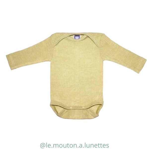 Body bébé Cosilana manches longues en coton laine et soie